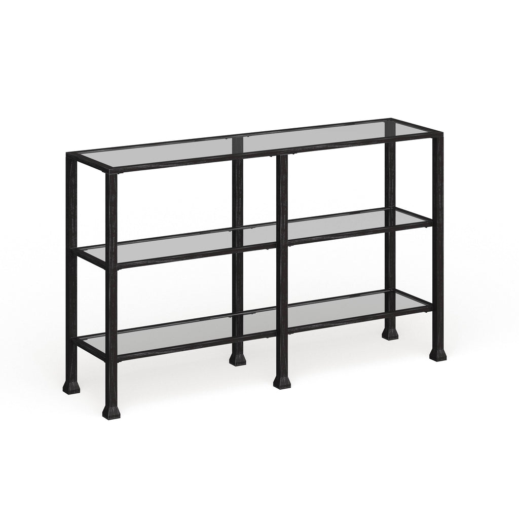 Black Metal and Glass 3-Tier Console Table A908710