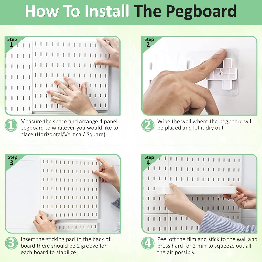 Pegboard Wall Organizer Kit 4 Boards 14 Piece Accessories 22x22 White Pack of 2 P31728