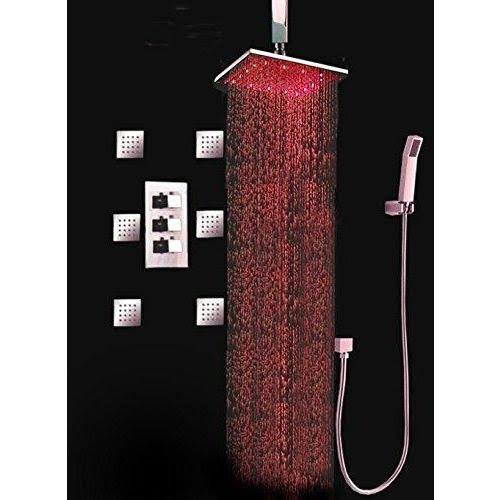 10x22 LED Rainfall Shower Head with 6 Massage Jet X47416