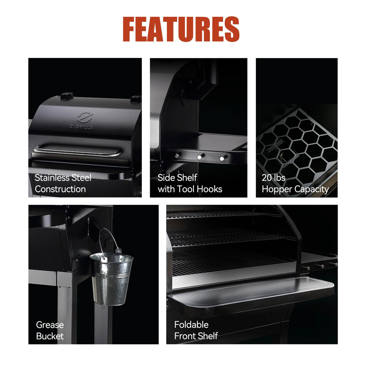 Wood Pellet Grill and Smoker 8-in-1 BBQ Black M3975