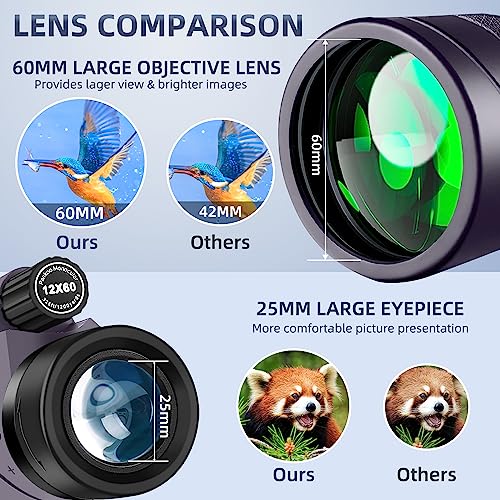 40X60 High Power Monocular with Phone Adapter Tripod Hand Strap D4343