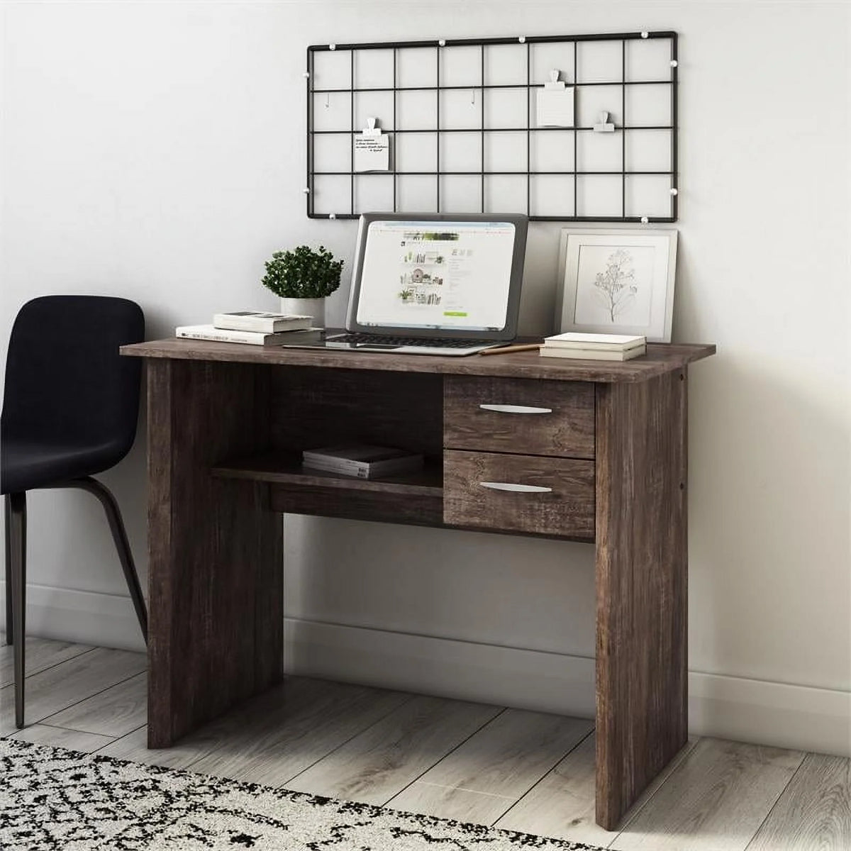 Rustic Brown Two Drawer Desk X28359