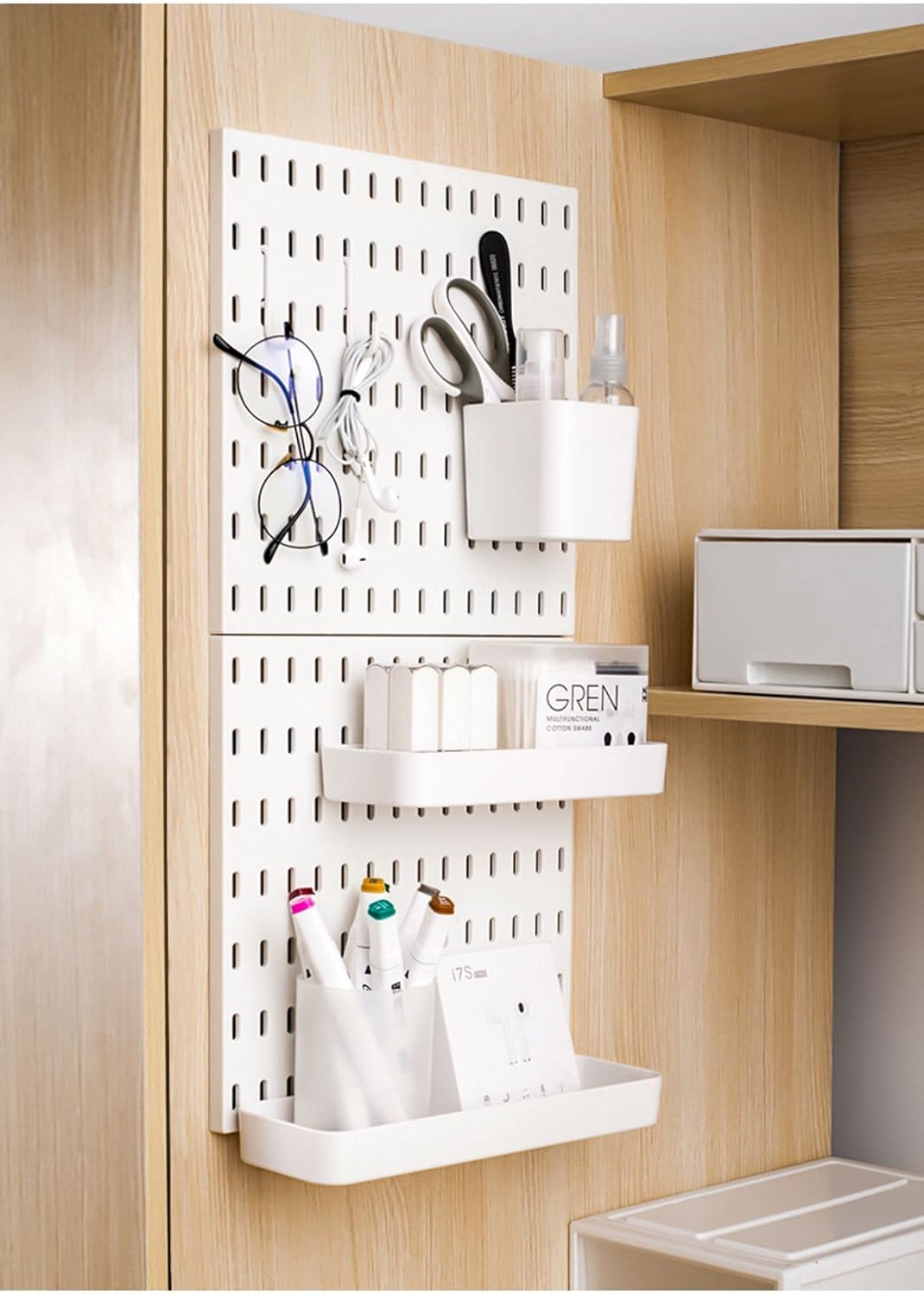 Pegboard Wall Organizer Kit 4 Boards 14 Piece Accessories 22x22 White Pack of 2 P31728