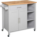 White Wooden Rolling Kitchen Storage Island with Drawer D5975