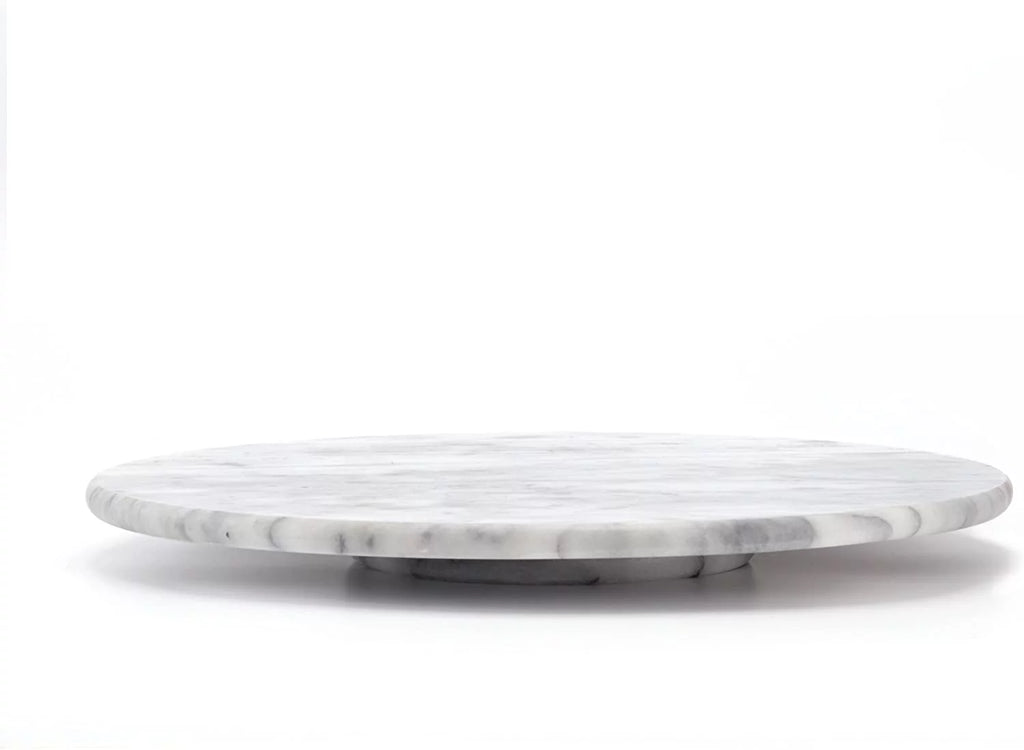 Natural Marble Lazy Susan Turntable, 12" Diam., Off-White Z36045