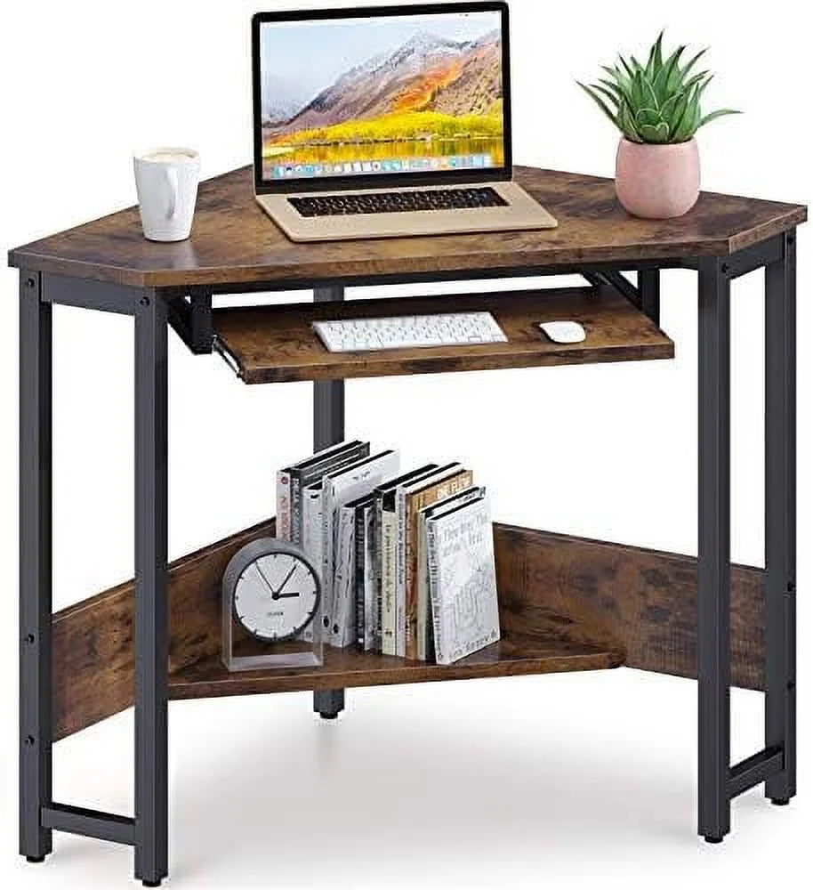 Corner Desk with Keyboard Tray and Shelves P61135