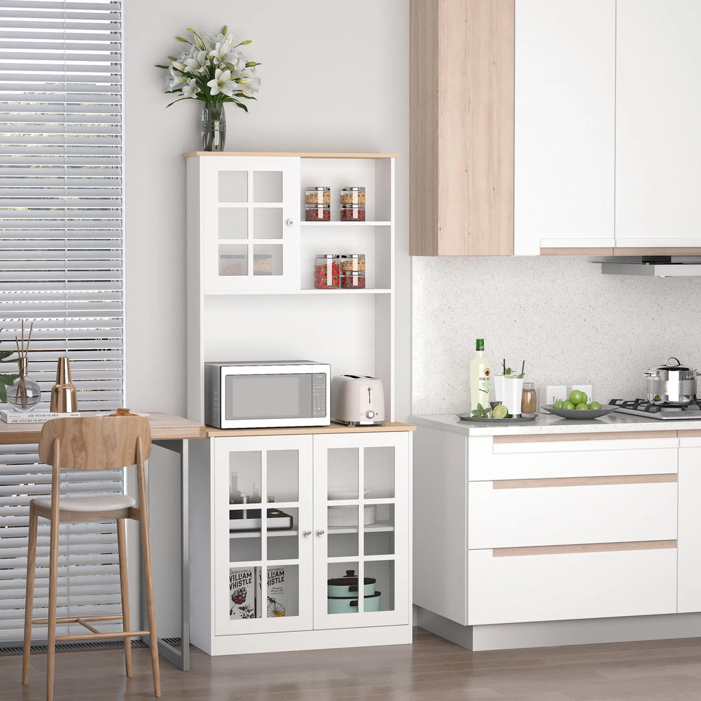 White Kitchen Buffet with Hutch N334285