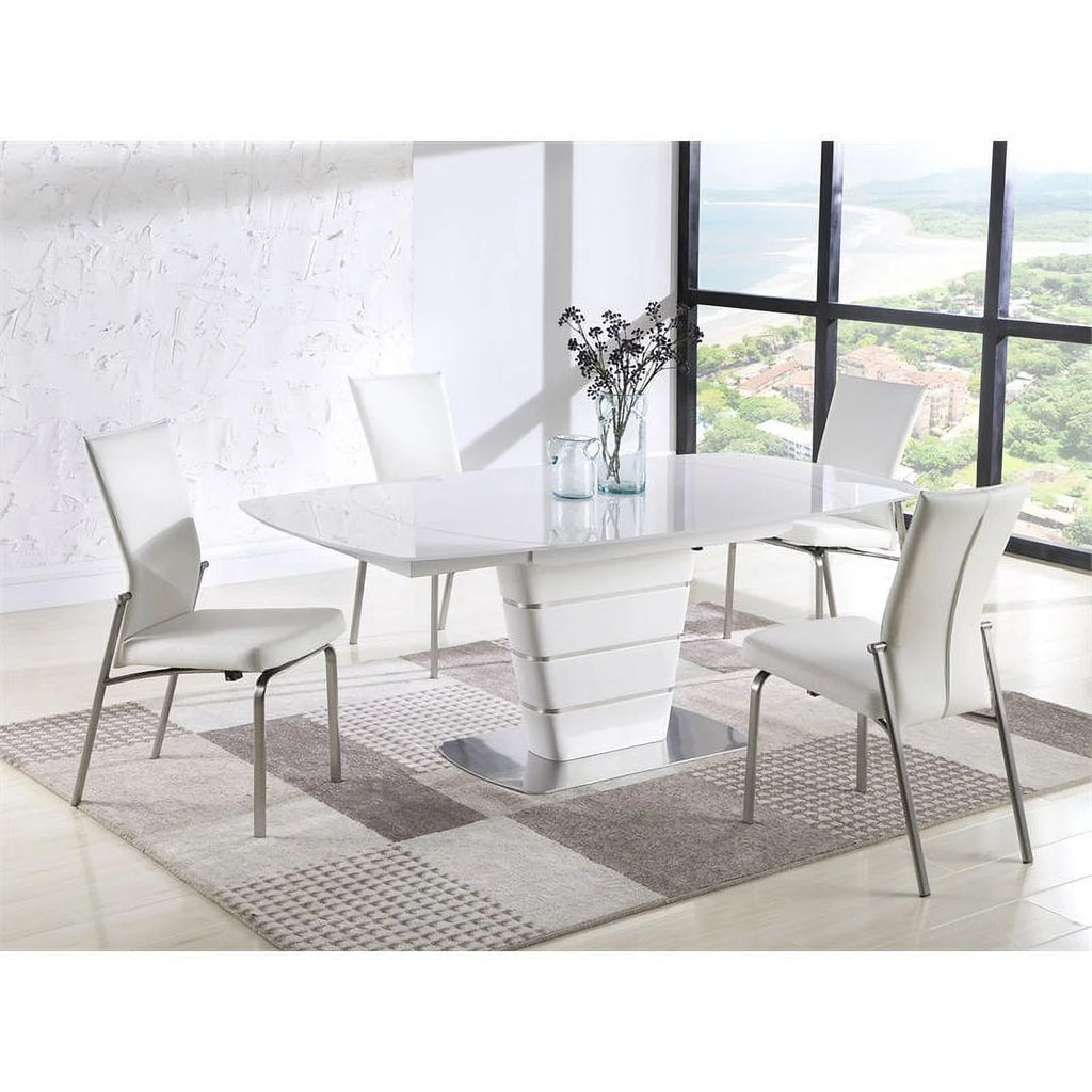 White Steel and MDF Extendable Dining Table F52454