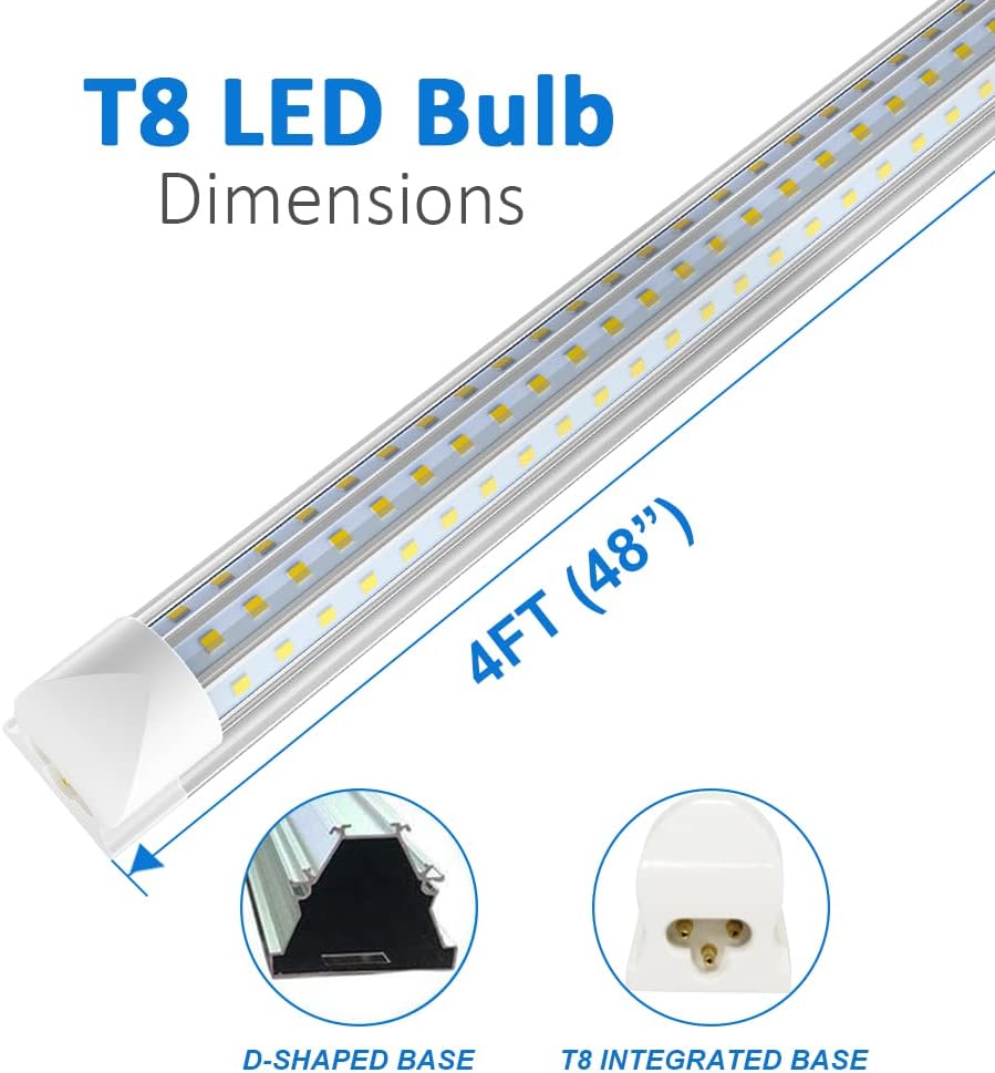 4ft LED Shop Light 45W 6000K Cool White Clear Cover T8 Integrated Tube Light O310