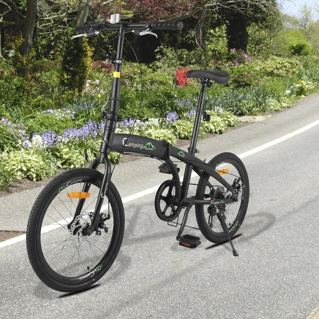 20 Folding Bike, 7 Speed Lightweight City Commuter Bicycle, Black L149