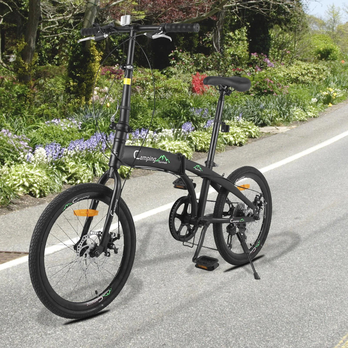 20 Folding Bike, 7 Speed Lightweight City Commuter Bicycle, Black L149