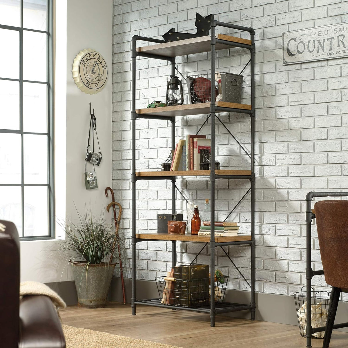 Checked Oak Bookcase B1122