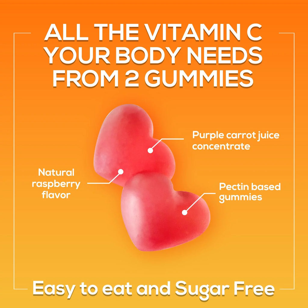 Sugar Free Vitamin C Gummies - Vegan, Non-GMO, Dairy & Gluten Free - Raspberry Flavor - 120 Count T449596