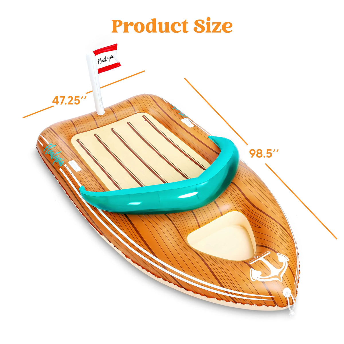 8 ft Inflatable Boat Pool Float with Reinforced Cooler V1769