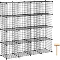 16-Cube Metal Grids Storage Organizer White I263820