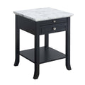 White Faux Marble End Table with Drawer L971