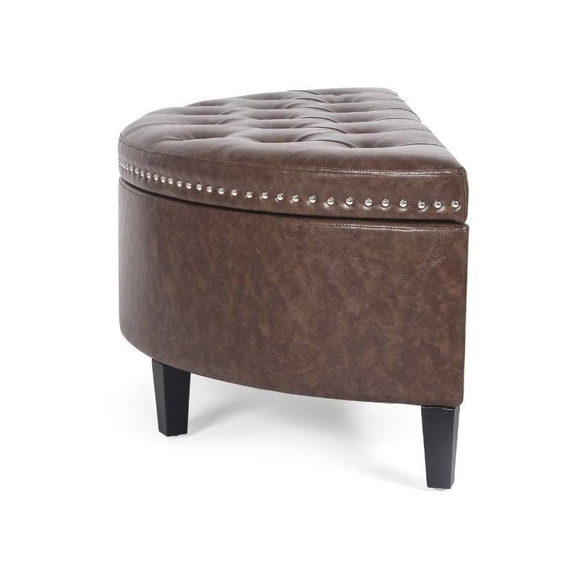 Grey Tufted Velvet Storage Ottoman Bench H748