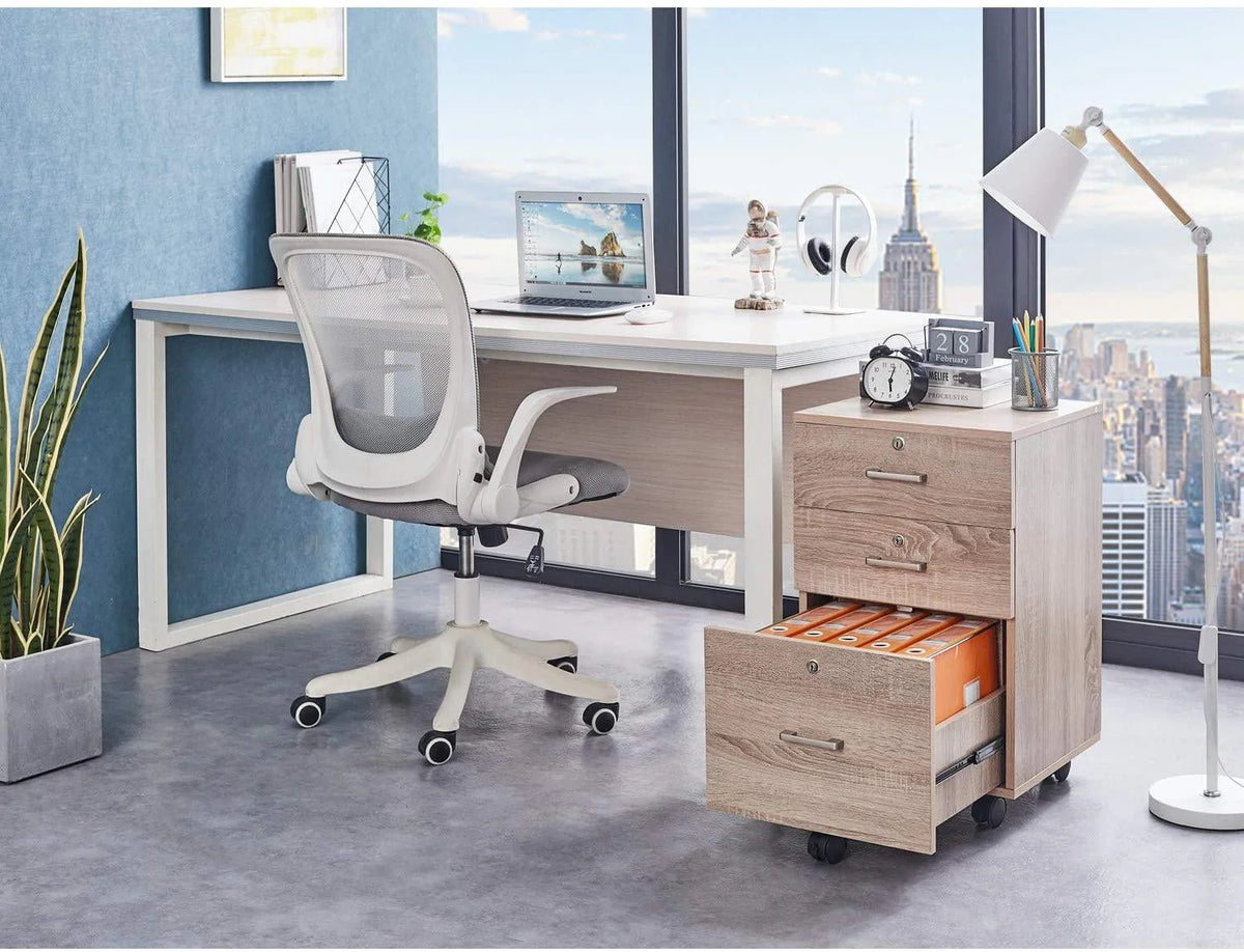 3 Drawer Rolling Wood File Cabinet with Lock S82837