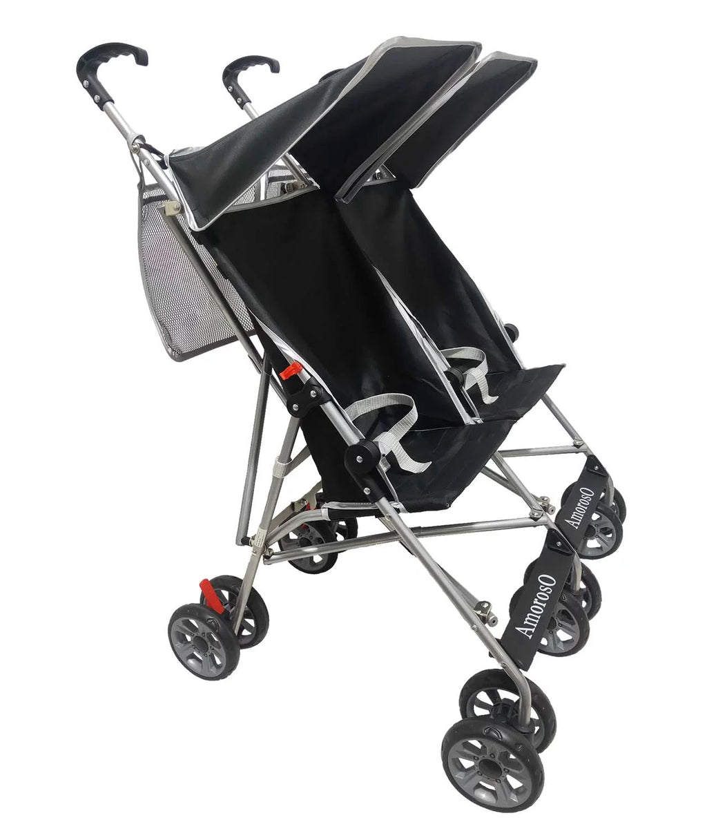 Black EVA Wheel Double Umbrella Stroller X713208