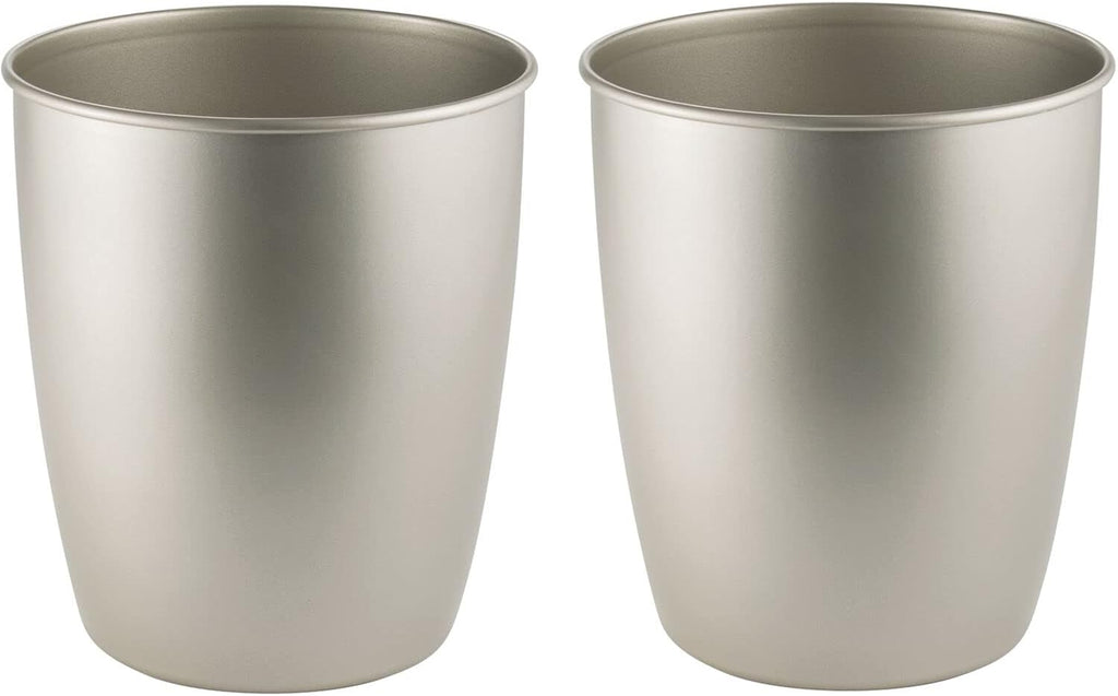 Round Metal Small Trash Can 2 Pack Satin B1308