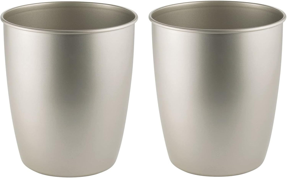 Round Metal Small Trash Can 2 Pack Satin B1308