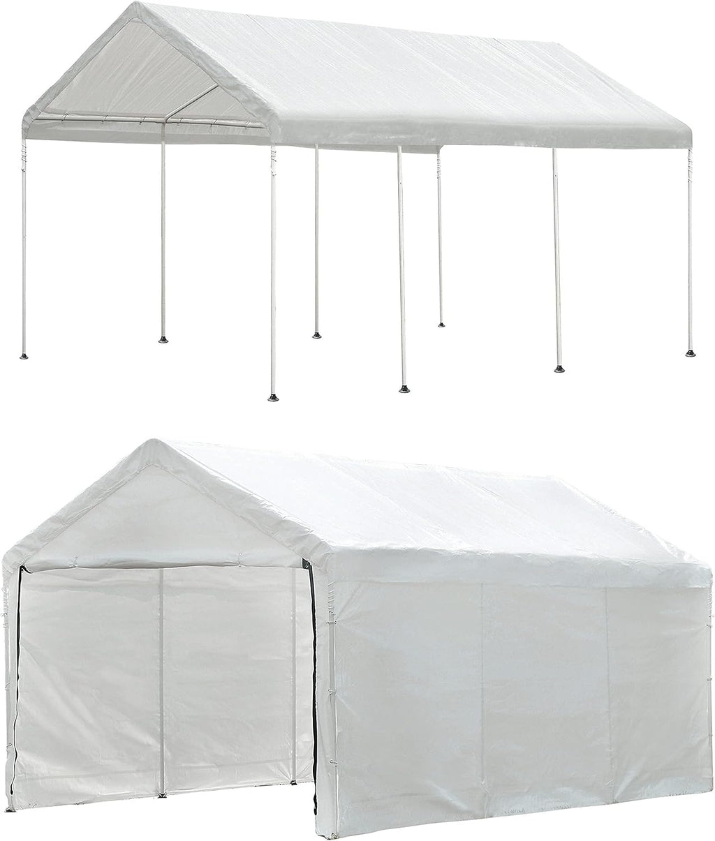 10' x 20' Steel Carport Canopy with Enclosure Kit P31524