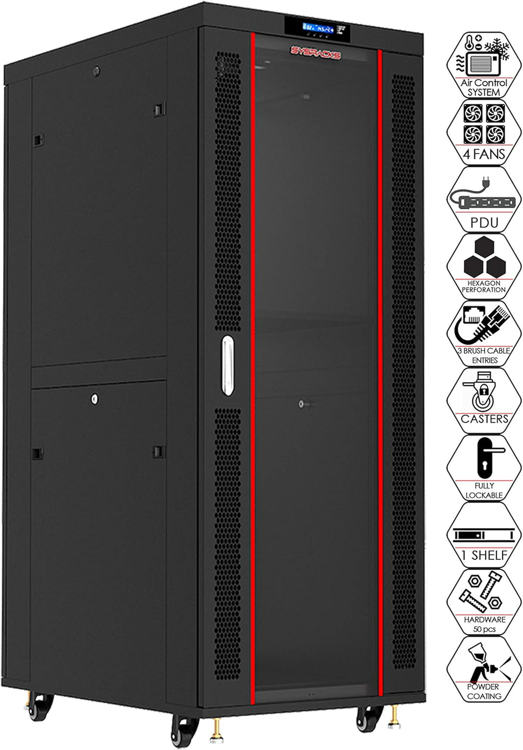 18U Locking Server Rack Cabinet with Casters R87340
