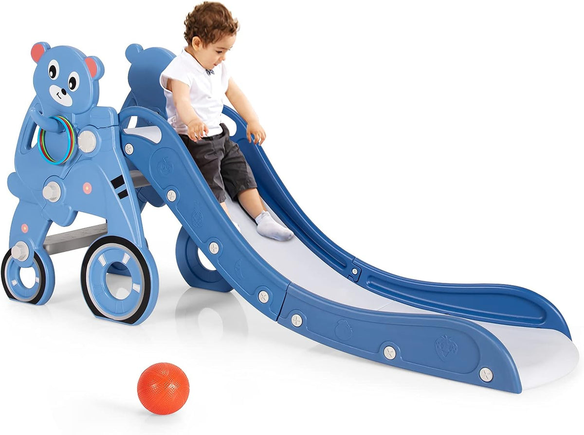 4 in 1 Folding Toddler Slide with Basketball Hoop and Ring Toss K9529