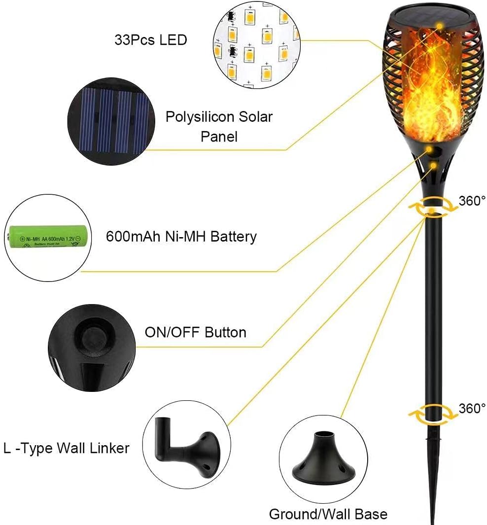 6 Pack Waterproof Solar Torch Lights Q89926
