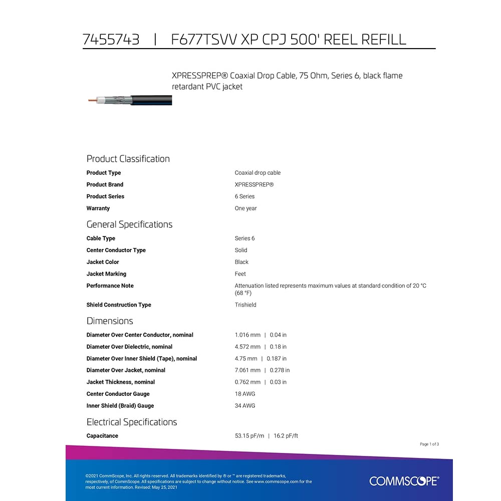 500' RG6 Coaxial Cable Black Pack of 2 M5230