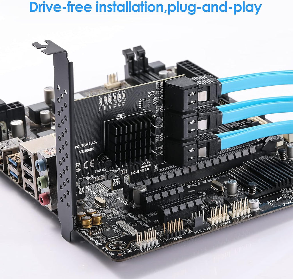 PCIe SATA Card 6 Ports 6 Gbps SATA 3.0 Expansion Card with 6 SATA Cables E321576