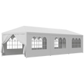 10'x30' White Outdoor Gazebo Canopy with 8 Removable Walls E603976