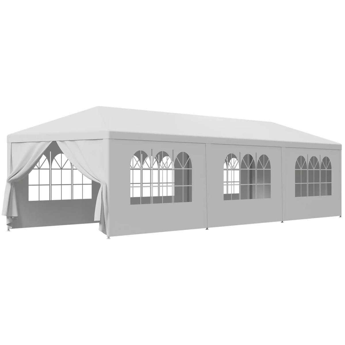 10'x30' White Outdoor Gazebo Canopy with 8 Removable Walls E603976