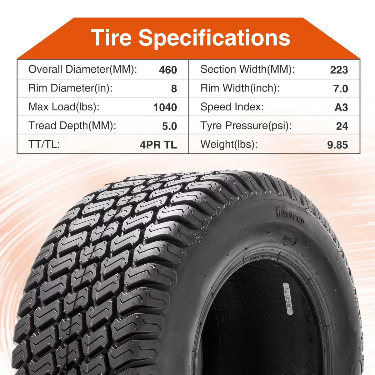 18x9.5-8 Tubeless Turf Tire Set of 2 H158