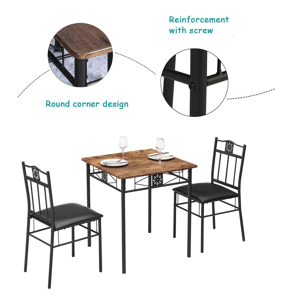 3-Piece Dining Table Set with 2 Black Chairs S8278