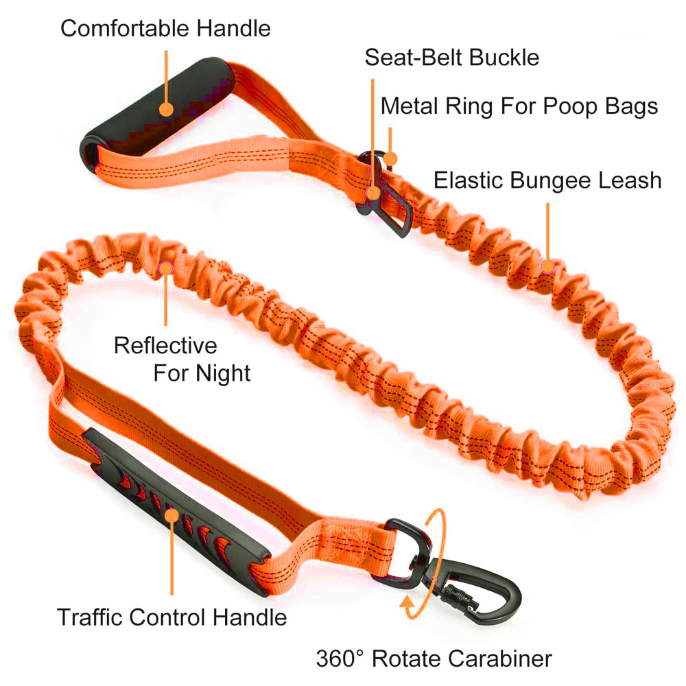 High Reflective Elastic Bungee Dog Leash with Cushion Handle E192