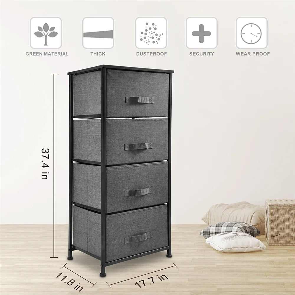 Dark Grey 4 Drawer Fabric Dresser G348651