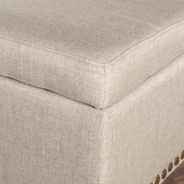 Beige Fabric Storage Ottoman O112766