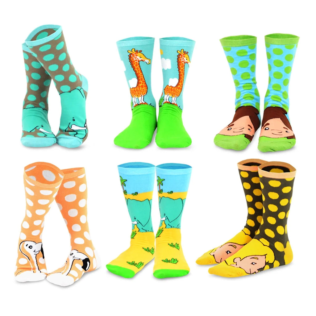 6 Pair Cartoon Animal Crew Socks O424234