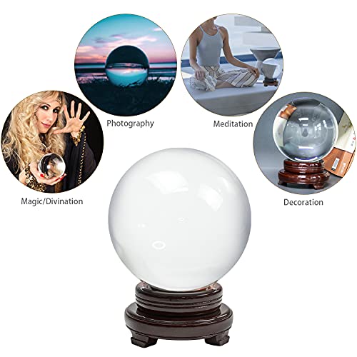 150mm Clear Crystal Ball with Wooden Stand D23870