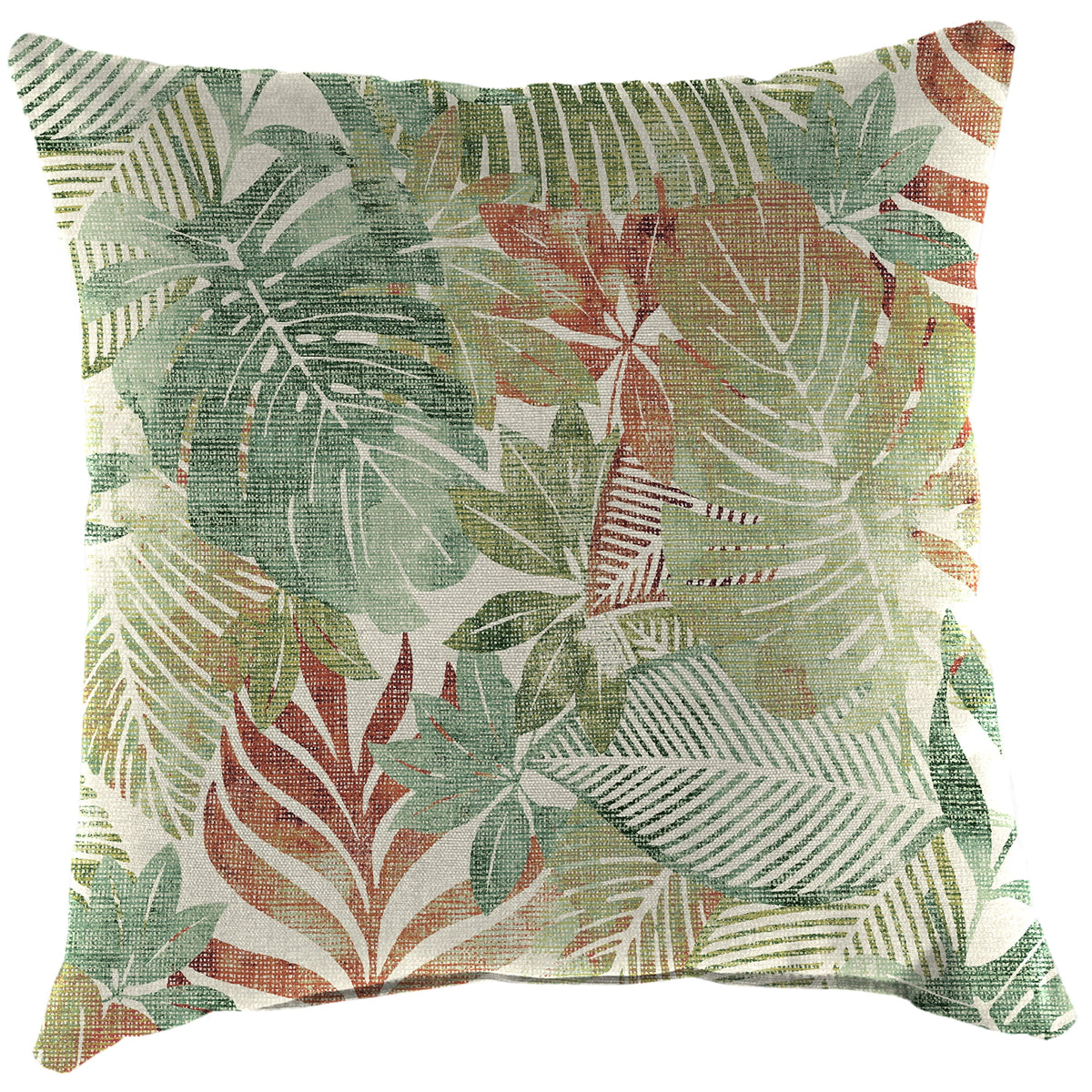 Almond Green Leaves Square Outdoor Throw Pillow 2 Pack L864