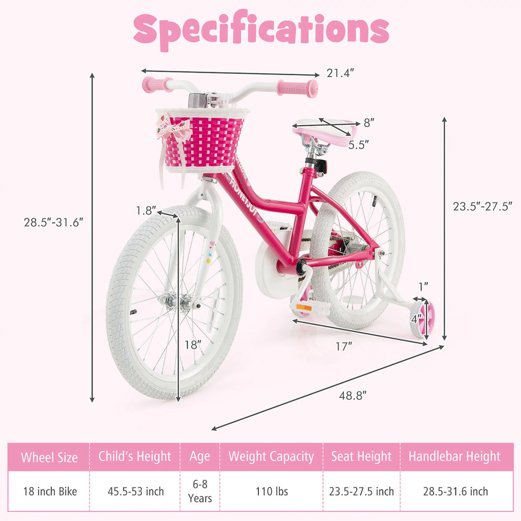 18'' Kids Bike with Training Wheels A157242