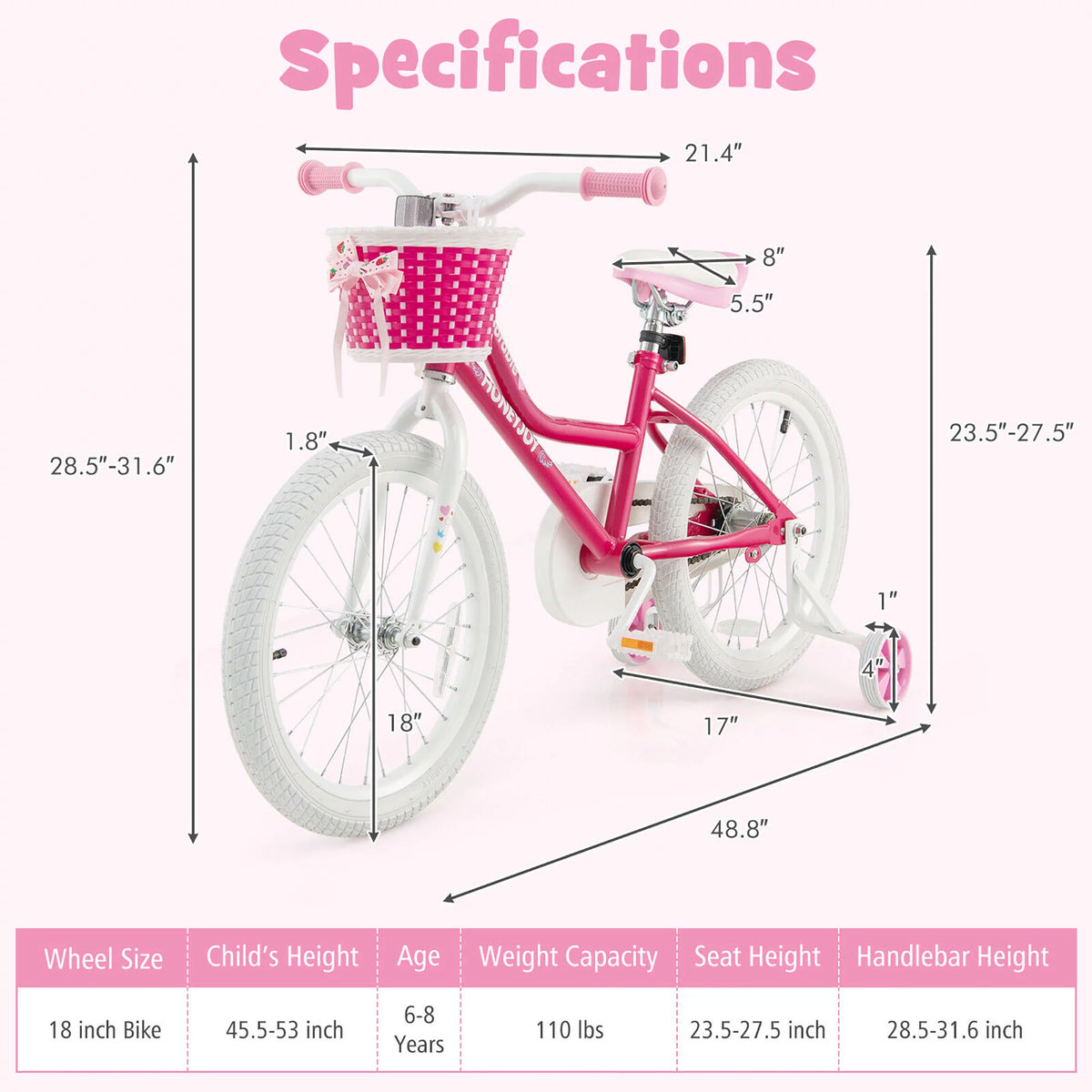 18'' Kids Bike with Training Wheels A157242