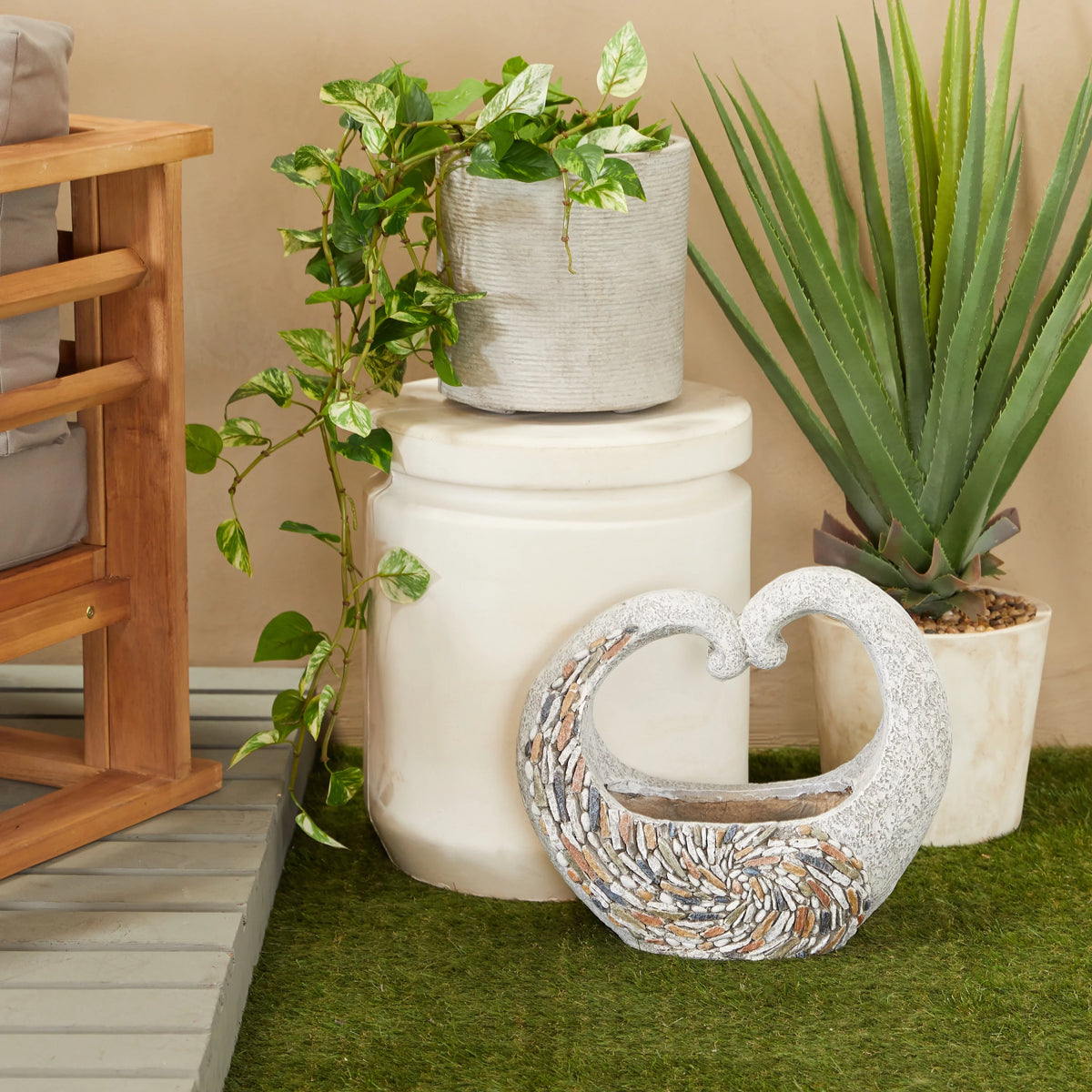 Gray Fiberglass Planter D290