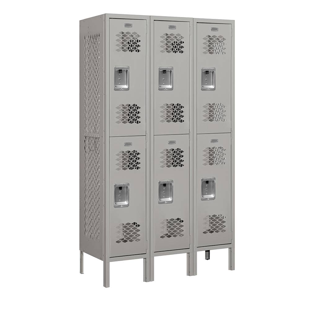 Gray 12x22 Wide Double Tier Vented Metal Locker W26433