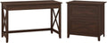 54W Computer Desk with Storage and 2 Drawer Lateral File Cabinet, Pure White Oak K87876
