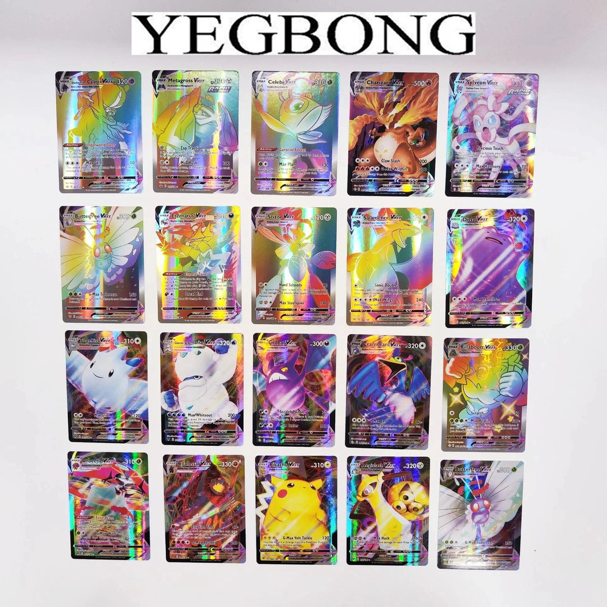 100pcs Rainbow Rare Trading Game Cards B5522