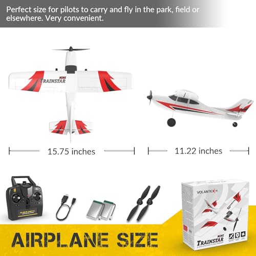 RC Plane Trainer 3CH Remote Control Airplane with Prop Saver, 6-Axis Gyro Stabilizer, 400mm Green V50642
