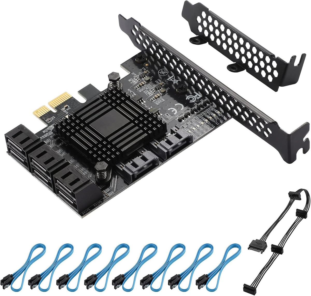 PCIe SATA Card 6 Ports 6 Gbps SATA 3.0 Expansion Card with 6 SATA Cables E321576
