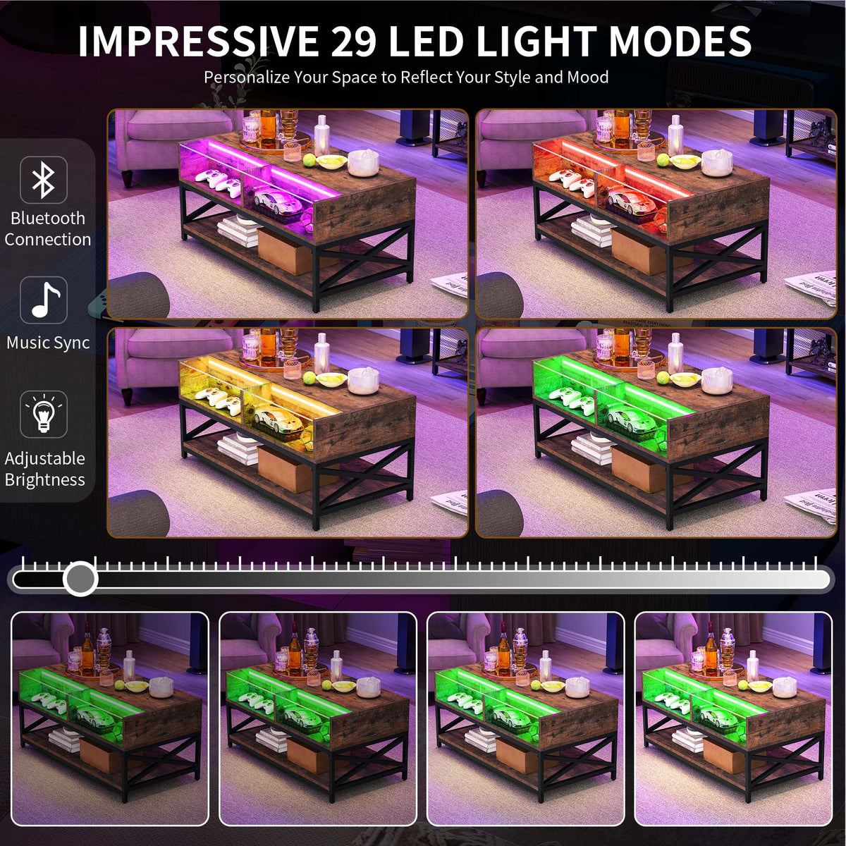 Lift Top Coffee Table with LED Lights H752170